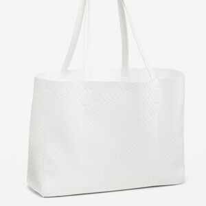 NWT OLD NAVY Faux Leather Tote Bag Color: O.n. White B Textured,